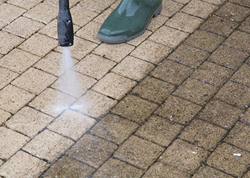Pressure washing before and after.